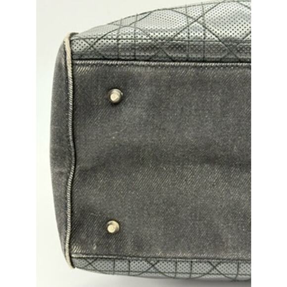 Christian Dior Black Denim Patent Perforated Cannage Satchel! With Charm! - Picture 8 of 16